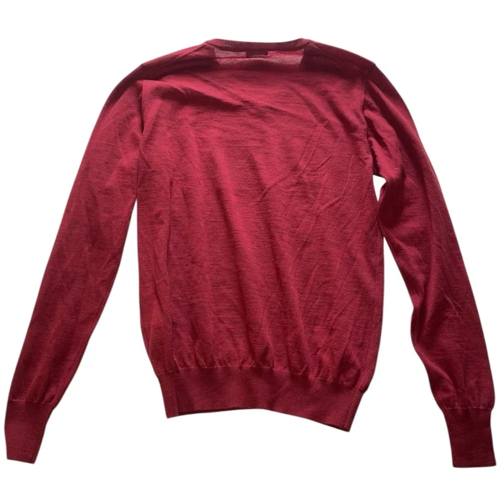 Liu Jo Uomo Red 100% Virgin Wool V Neck Men’s Sweater